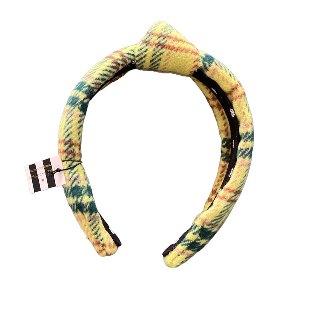 Lele Sadoughi Lemon Plaid Flannel Knotted head band New with tag